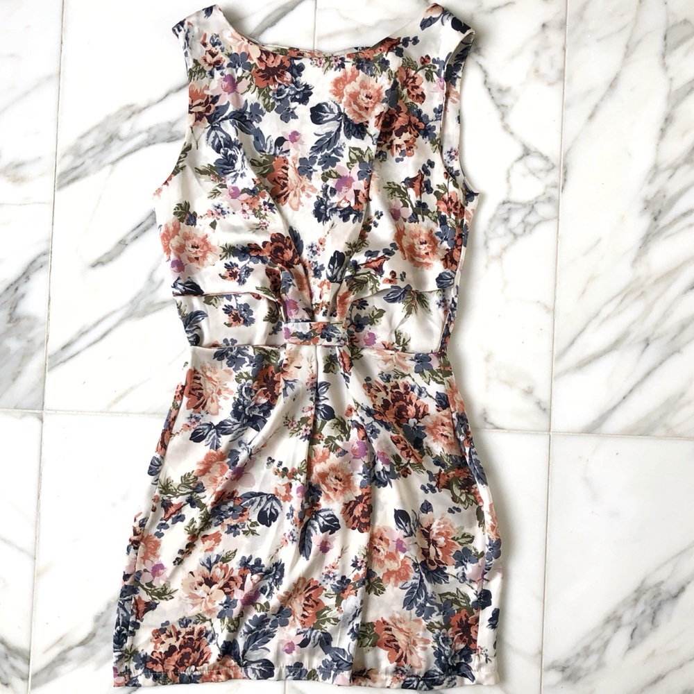 LOVE Silky Floral Cut-Out Dress